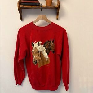 Vintage Morning Sun USA Horse Graphic Sweatshirt Hanes Made in USA Large